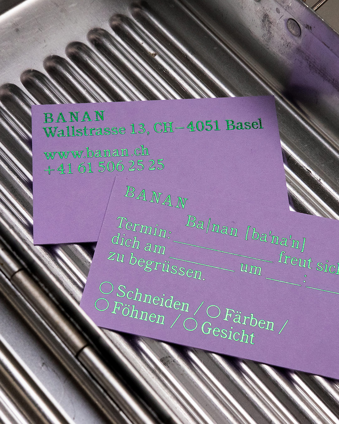 HOMI, Business cards for Banan, Basel HOMI Graphic Design